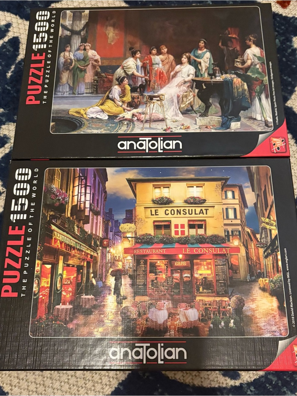 1500-Piece Jigsaw Puzzle - set of 2. 
Cafe Street Scene in Yellow & Black